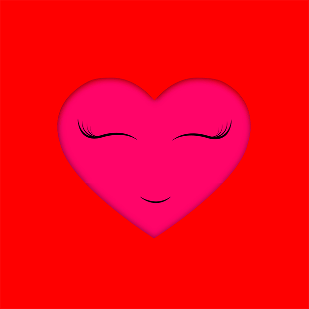 قلب صورتی در قرمز