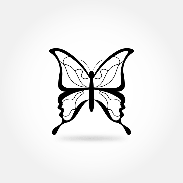 وکتور پروانه سیاه و سفید 6