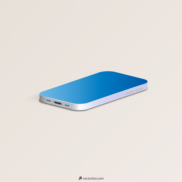 موبایل سه بعدی خوابیده با پس زمینه آبی 1