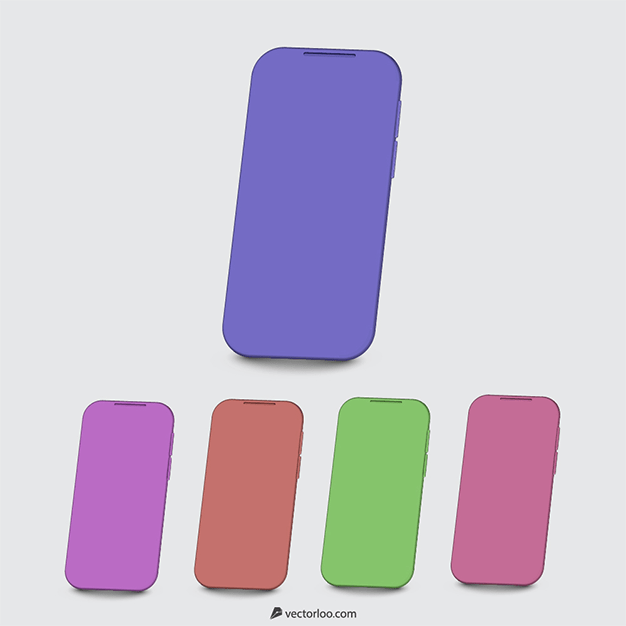 وکتور موبایل سه بعدی در رنگ های مختلف 3