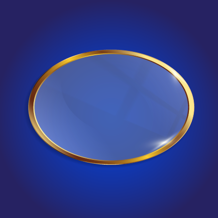 وکتور فریم بیضی شیشه ای آبی با حاشیه براق طلایی رایگان 1