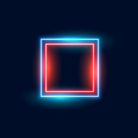 وکتور مربع نئون آبی و قرمز درخشان رایگان 1