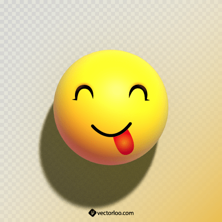 وکتور اموجی لبخند با زبون سه بعدی 3
