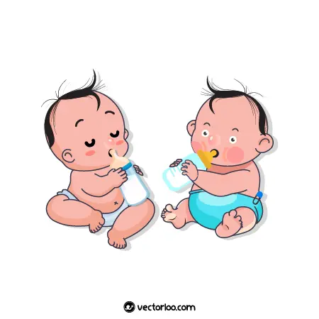 وکتور بچه کوچک در حال شیر خوردن 1