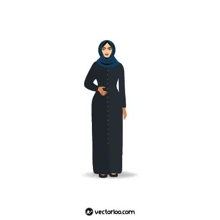 وکتور خانوم با حجاب با لباس اسلامی ایستاده 1