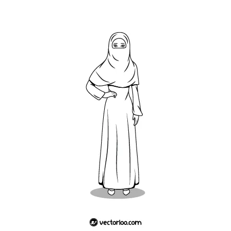 وکتور خانوم با حجاب کامل اسلامی ایستاده دور خط 1