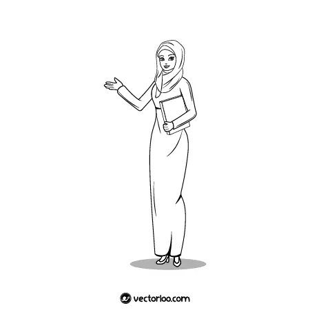 وکتور خانوم با حجاب کامل اسلامی با کتاب دور خط 1
