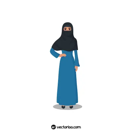 وکتور خانوم با حجاب کامل اسلامی رنگی ایستاده 1