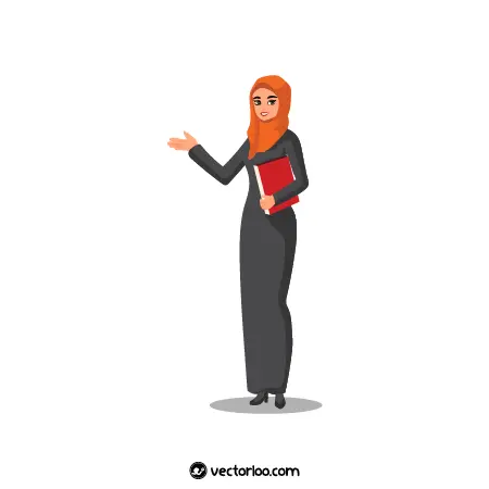 وکتور خانوم با حجاب کامل اسلامی رنگی با کتاب قرمز 1