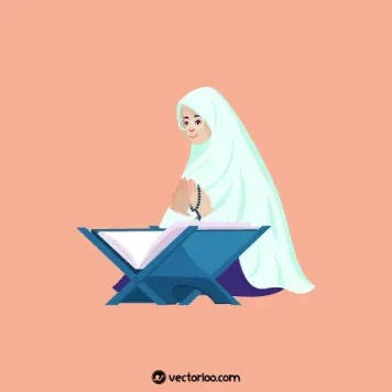 وکتور خانوم مذهبی در حال قرآن خواندن و دعا کردن 1