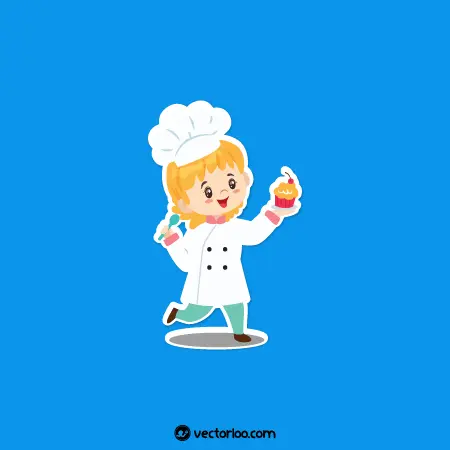 وکتور دختر بچه کارتونی با لباس آشپزی 1
