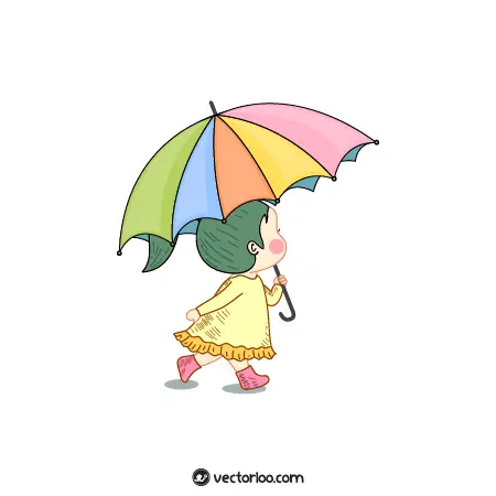 وکتور دختر بچه کارتونی با چتر 1
