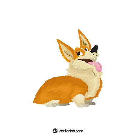 وکتور سگ کارتونی نارنجی شاد 1