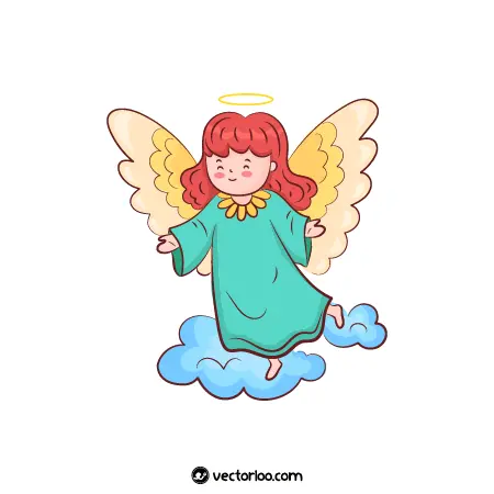 وکتور فرشته دختر کارتونی با بال های زرد 1