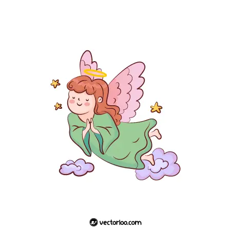 وکتور فرشته دختر کارتونی با بال های صورتی 1