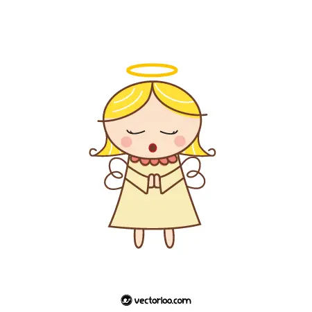 وکتور فرشته دختر کارتونی با موهای زرد 1