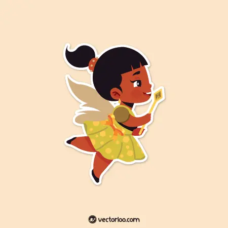 وکتور فرشته دختر کارتونی با موهای سیاه 1