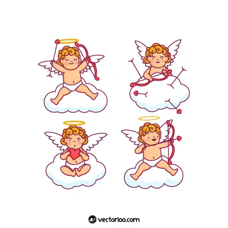 وکتور فرشته پسر بچه در چهار طرح 1