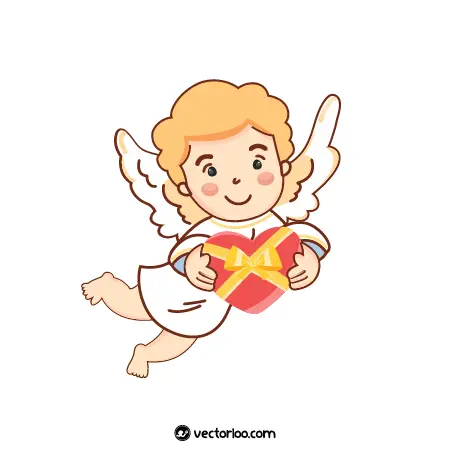 وکتور فرشته پسر نازنین کارتونی با جعبه کادو قلب 1