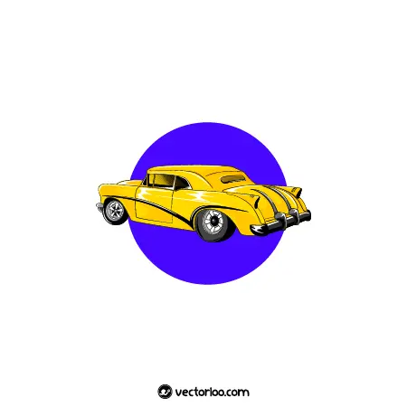 وکتور ماشین زرد کارتونی قدیمی زیبا 1