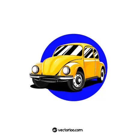 وکتور ماشین کلاسیک زرد کارتونی زیبا 1