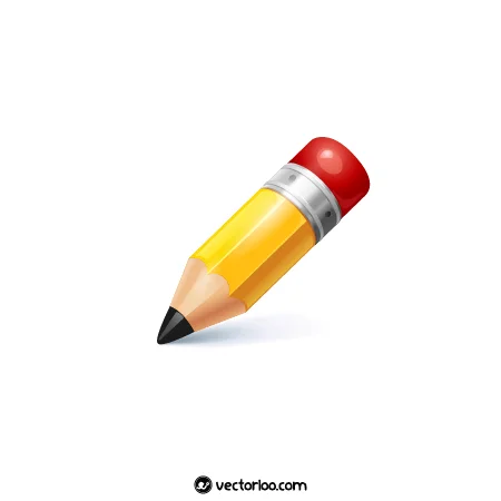وکتور مداد زرد کارتونی کوتاه با پاک کن قرمز 1