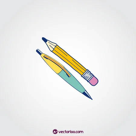 وکتور مداد و خودکار کارتونی 1