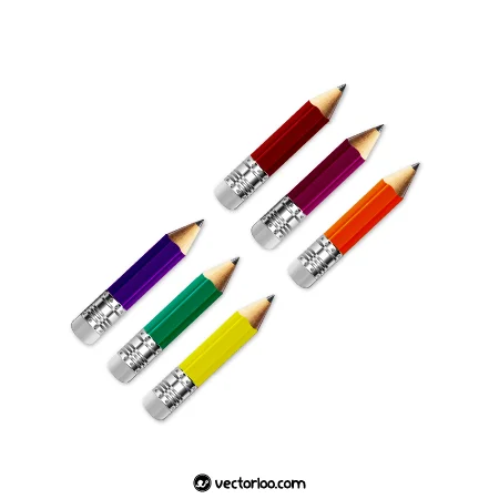 وکتور مداد واقعی کوتاه در شش رنگ 1