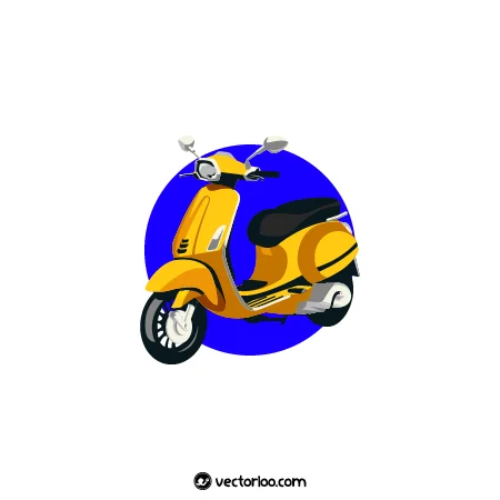 وکتور موتور اسکوتر زرد کارتونی زیبا 1