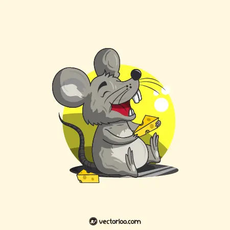 وکتور موش کارتونی درحال پنیر خوردن 1