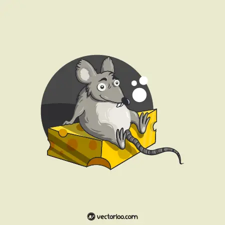 وکتور موش کارتونی روی پنیر 1
