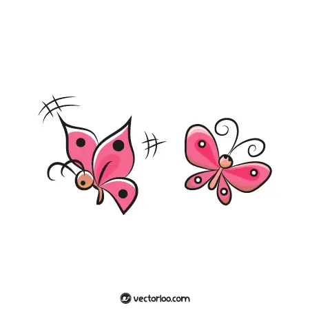 وکتور پروانه کارتونی صورتی 1