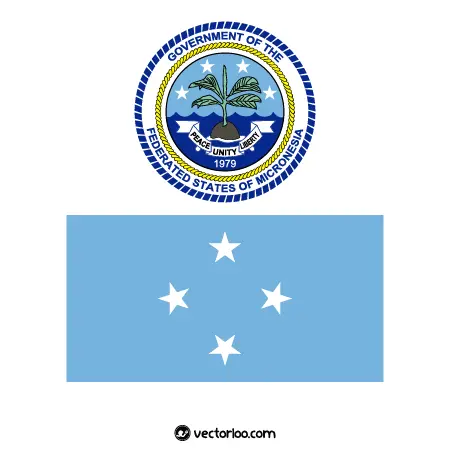 وکتور پرچم ایالات فدرال میکرونزی با نشان ملی 1