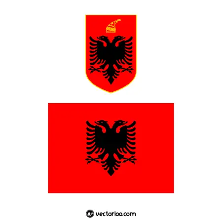 وکتور پرچم کشور آلبانی با نشان ملی 1
