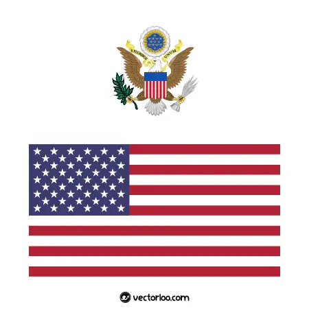 وکتور پرچم کشور آمریکا با نشان ملی 1