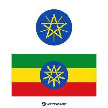 وکتور پرچم کشور اتیوپی با نشان ملی 1