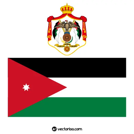 وکتور پرچم کشور اردن با نشان ملی 1