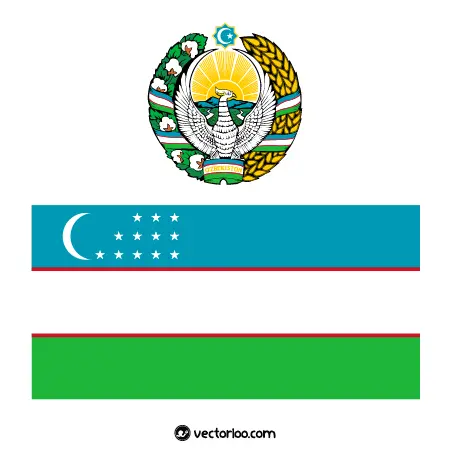 وکتور پرچم کشور ازبکستان با نشان ملی 1