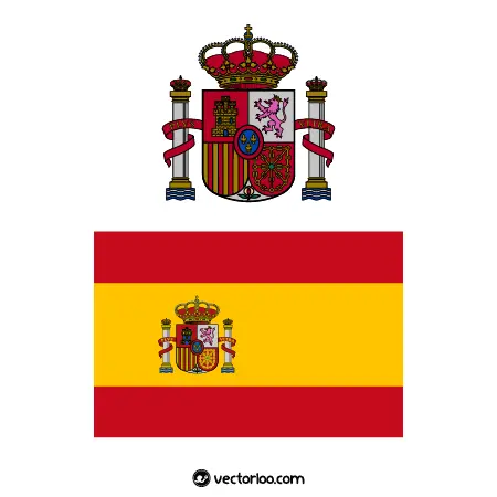 وکتور پرچم کشور اسپانیا با نشان ملی 1