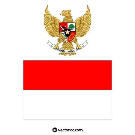 وکتور پرچم کشور اندونزی با نشان ملی 1