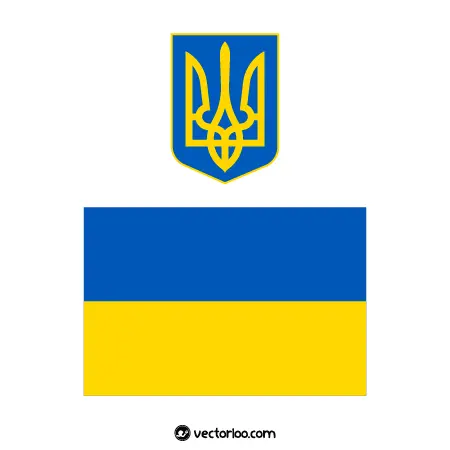 وکتور پرچم کشور اوکراین با نشان ملی 1