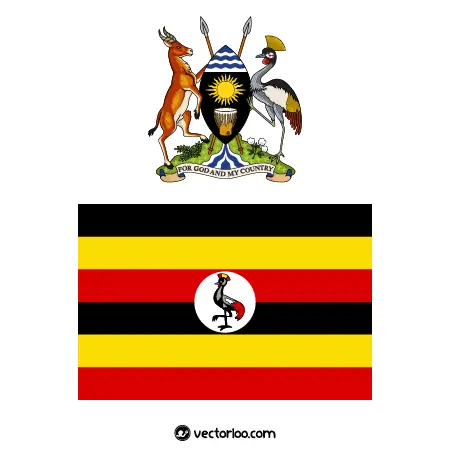 وکتور پرچم کشور اوگاندا با نشان ملی 1