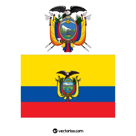 وکتور پرچم کشور اکوادور با نشان ملی 1