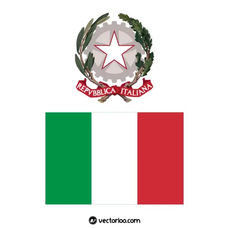 وکتور پرچم کشور ایتالیا با نشان ملی 1