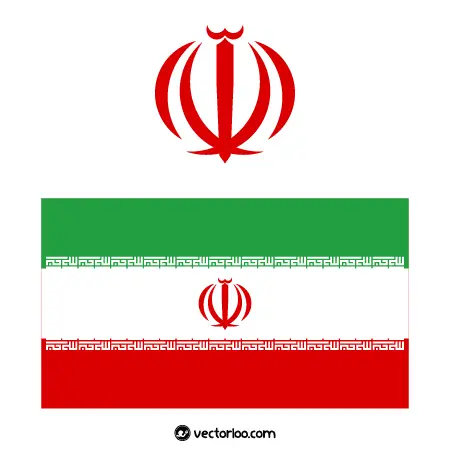وکتور پرچم کشور ایران با نشان ملی 1