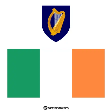 وکتور پرچم کشور ایرلند با نشان ملی 1