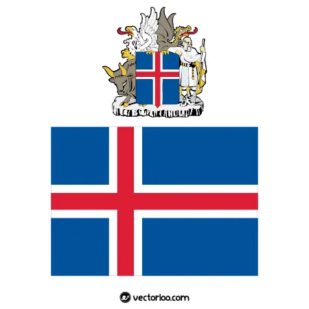 وکتور پرچم کشور ایسلند با نشان ملی 1