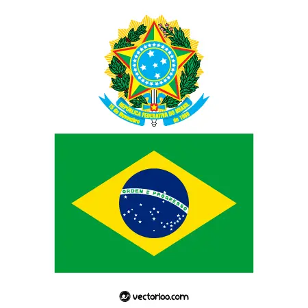 وکتور پرچم کشور برزیل با نشان ملی 1
