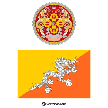 وکتور پرچم کشور بوتان با نشان ملی 1