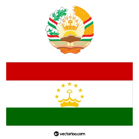 وکتور پرچم کشور تاجیکستان با نشان ملی 1